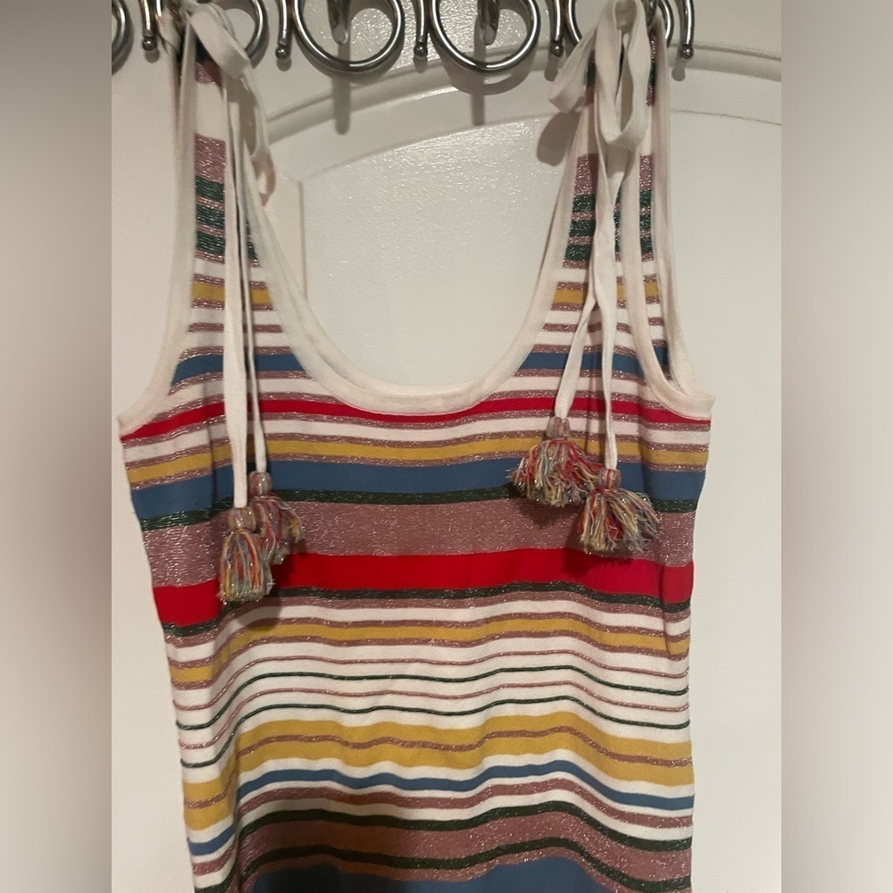 VERONICA BEARD Dulce Striped Knit Dress with Tassels Sz Large✨ - Picture 12 of 16